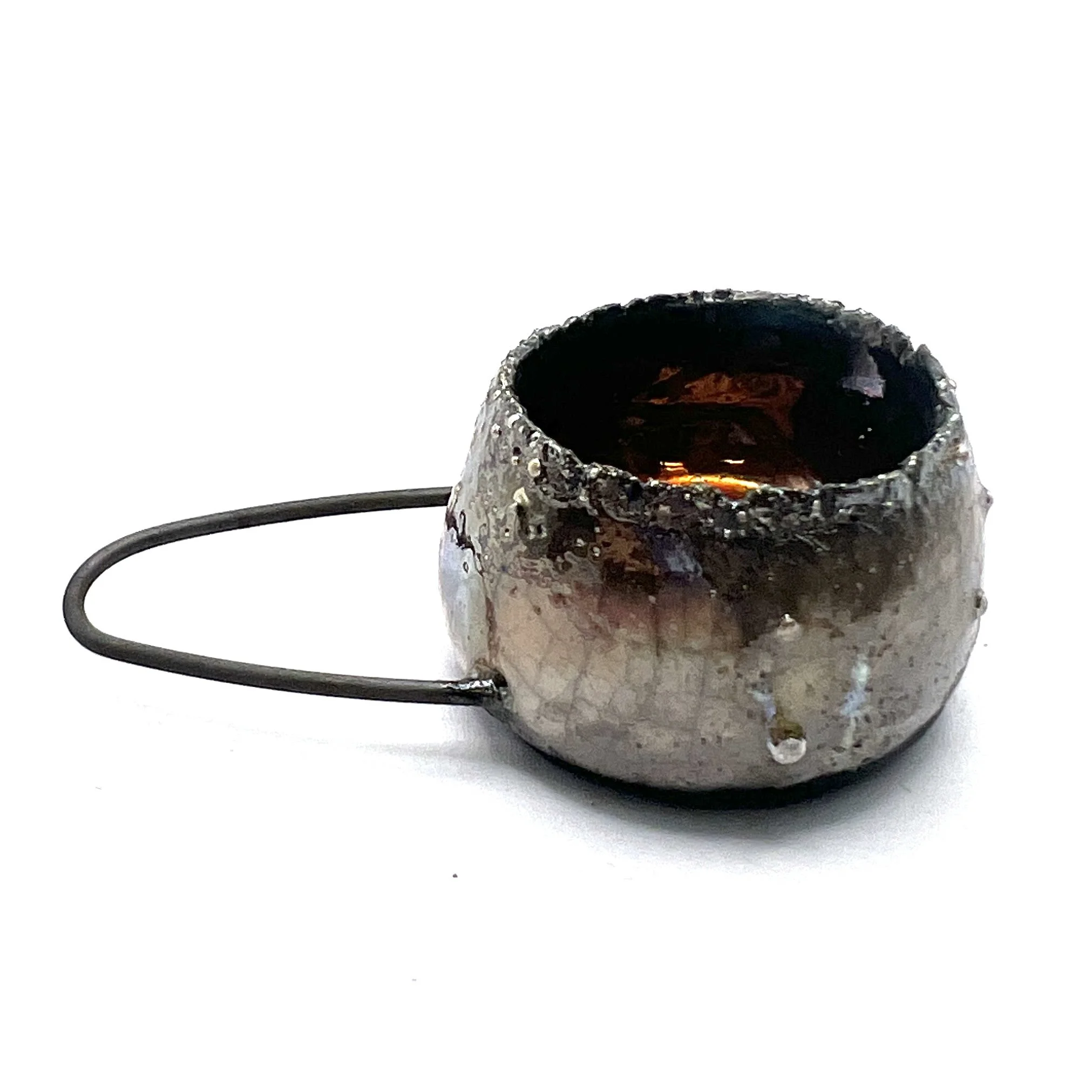 Raku Fold Over Pendant Ceramic Jewelry Supply Handmade by